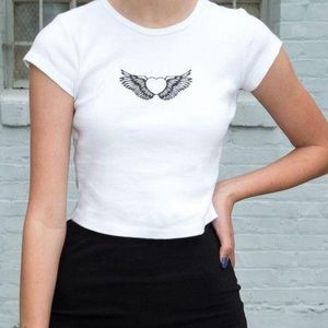 Brandy Melville white Ashlyn top with heart